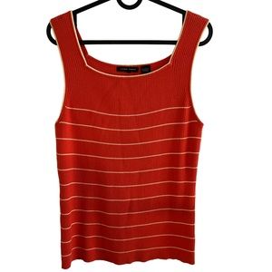 2/$15 Jeanne Pierre XL 100% cotton orange stripe sleeveless sweater top